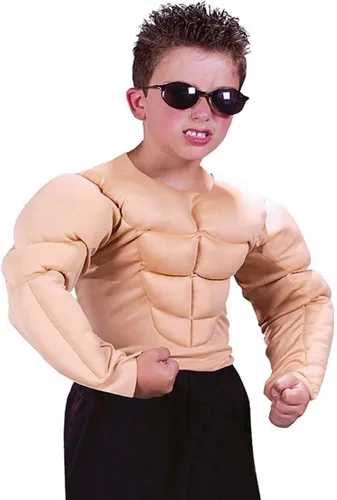 Vista 2 de Camisa de pecho muscular para niños, Multicolor