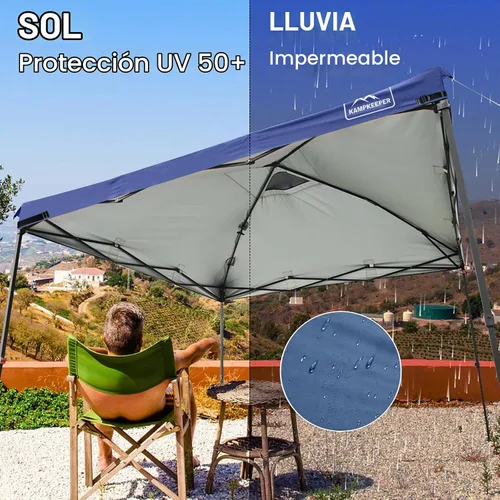 Vista 2 de KAMPKEEPER Cubierta de Repuesto Superior para Carpa Toldo Emergente con Ventilación de Aire y Correa Elástica Ajustable, Poliéster Resistente a Azul