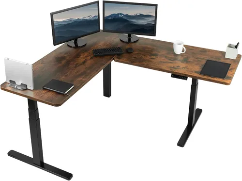 Vista 40 de VIVO DESK-KIT-3E8BO - Escritorio eléctrico de altura ajustable de 83 x 60 pulgadas para trabajar de pie, con 2 cubiertas sólidas de bambú, marco