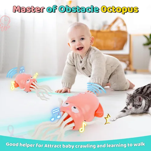 Vista 4 de Pulpo Bailarín - Juguete Eléctrico Musical para Bebés con Luces LED y Música, Juguete Sensorial Interactivo Recargable, Regalo Perfecto para Navidad