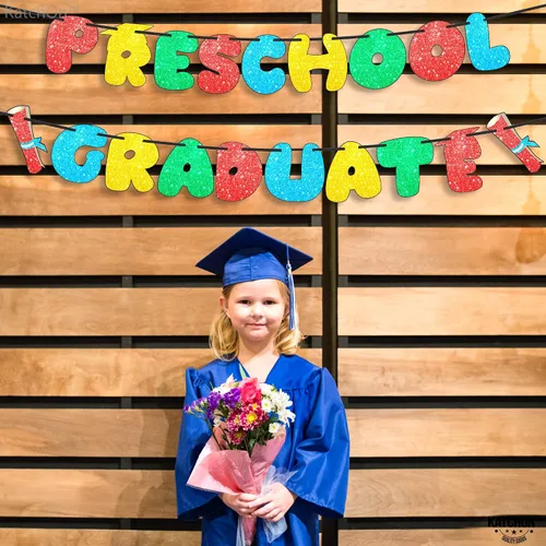 Vista 6 de KatchOn, Cartel de graduación preescolar con purpurina – 10 pies, No DIY Letrero de graduación para decoraciones de graduación preescolar 2025