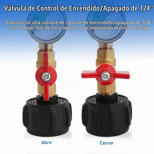 Vista 5 de Adaptador de repuesto de propano para tanques de 1 libra, adaptador de propano de 20 libras a 1 libra convertidor con válvula de encendido/apagado