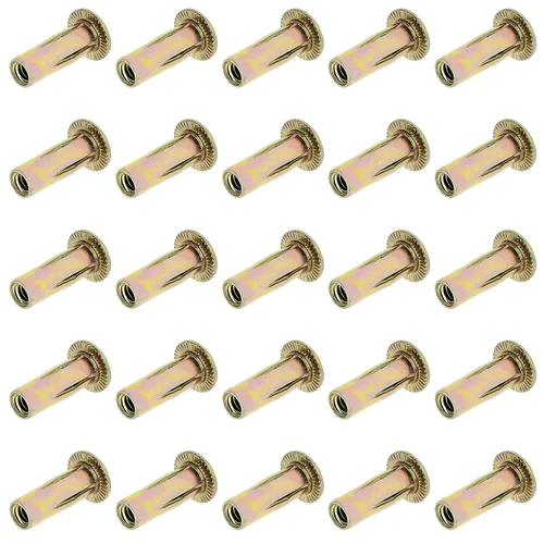 Vista 7 de 25 piezas de tuercas de remache de agarre múltiple de acero con vástago precurvado y acabado de zinc, tuercas de inserción roscadas de cabeza plana