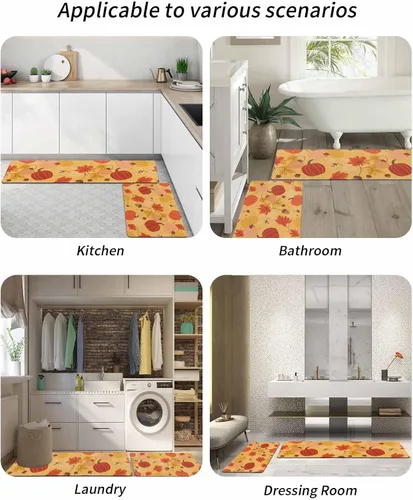 Vista 6 de Tapete de baño de calabaza para bañera, antideslizante, de secado rápido y absorbente, de tierra de diatomeas, tapete de cocina, tapete de cocina