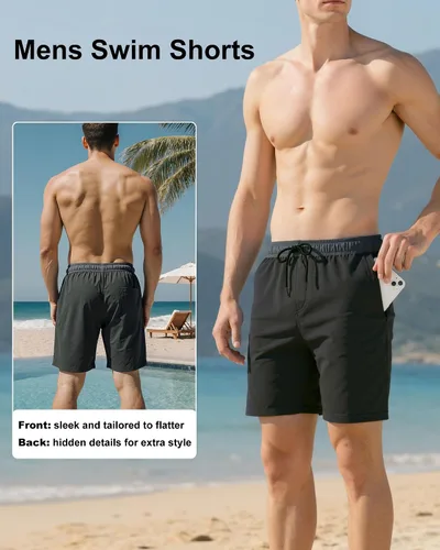Vista 3 de Traje de baño para hombre de 7 pulgadas, de secado rápido, con bolsillos