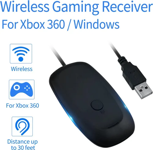 Vista 2 de OSTENT USB Wireless Controller PC Laptop Receiver for Microsoft Xbox 360 Slim Windows Video Games Color Black