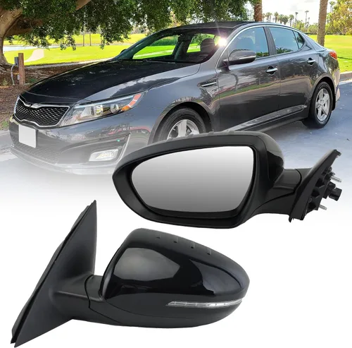 Vista 30 de Espejo lateral del conductor compatible con espejos Kia Optima 2011 2012 2013 con luz intermitente, vidrio eléctrico, plegado manual, repuesto Negro
