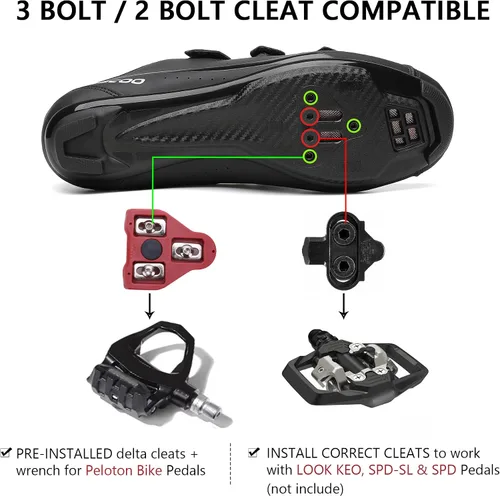 Vista 4 de Zapatos de ciclismo unisex compatibles con Peloton Bike Indoor Road Bike Zapatos de equitación con tacos Delta preinstalados para hombres y mujeres