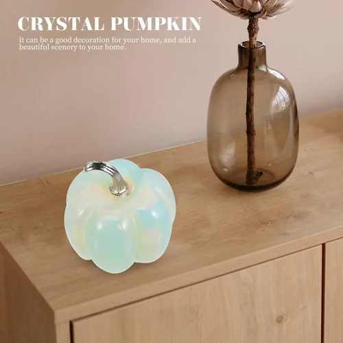 Vista 6 de Calabaza decorativa de cristal de cristal: figura de calabaza soplada a mano, adorno de cristal, centros de mesa de calabaza, cosecha de otoño
