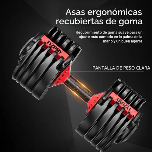 Vista 6 de TYZDMY - Juego de mancuernas ajustables de 2, juego de mancuernas de peso libre, juego de mancuernas ajustables, par de 52.5 lbs 105 lbs, 15 en 1
