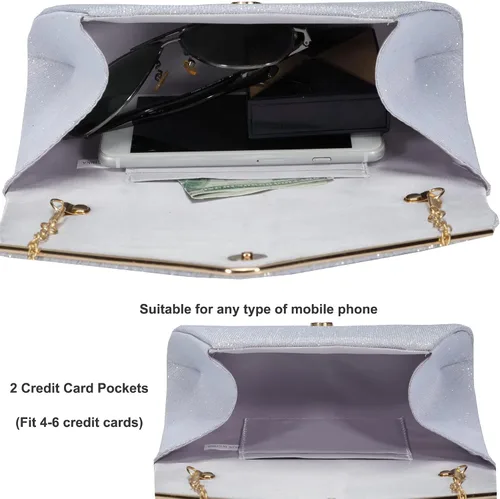 Vista 4 de LXYGD Glitter Clutch Purses for Women Evening Bags and Cluthes Flap Envelope Handbags Formal Wedding Party Prom Purse
