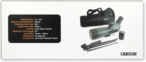 Vista 9 de Carson Everglade HD impermeable Spotting Scope con trípode de mesa, 15-1.772x2.362 in, verde