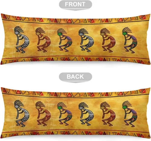 Vista 5 de Funda de almohada de cuerpo rústico del suroeste nativo americano Kokopelli étnico tribal largo protector con cremallera, fundas de almohada