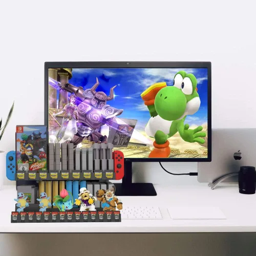 Vista 2 de Multifunctional Game Storage and Display Stand for NSWNDS3DSAmiiboNDS seriesGame BoyFCSFCNESSNESN64
