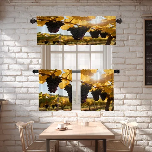 Vista 34 de Shrahala Orange Autumn Autumn Blackout Curtain Tiers, Fall Kitchen Valance Light Blocking Tier Drapes with Rod Pocket, 2 Pack 26 X 24 in