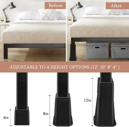 Vista 5 de shouwuhho Elevador de Cama de 8 Pulgadas de Alta Resistencia, Elevador de Muebles de 12" 8" 4" para Mesa, Pata de Escritorio, Sofá, Sofá Cama