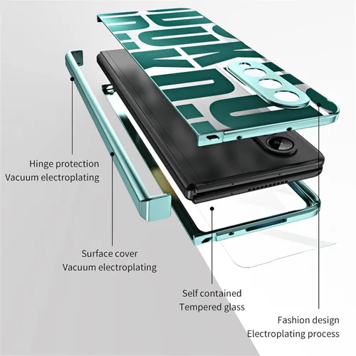 Vista 3 de Funda para Galaxy Z Fold 3, diseño de moda, protección de bisagra, cubierta de policarbonato duro para Samsung Galaxy Z Fold 3 5G, con protector