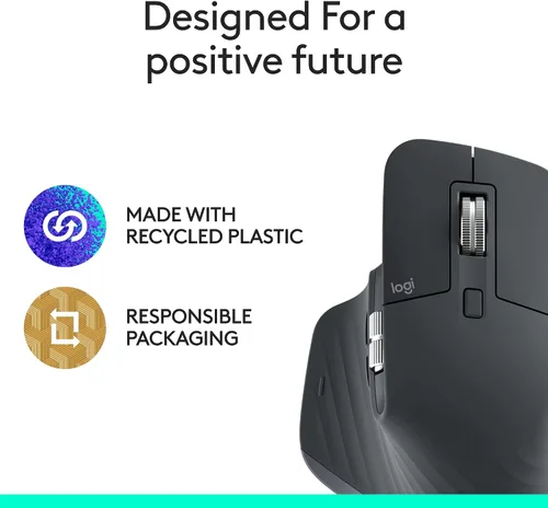 Vista 5 de Logitech MX Master 3S Ratón inalámbrico Bluetooth sin receptor, grafito