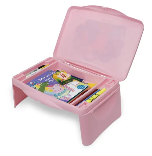 Vista 3 de Peppa Pig Escritorio de regazo para niños con almacenamiento, tapa plegable y diseño plegable, portátil para viajes o uso en la cama en casa, ideal