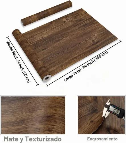 Vista 2 de CRE8TIVE Papel adhesivo de madera marrón, 24 x 118 pulgadas, papel tapiz autoadhesivo de madera sintética, impermeable, aspecto de madera rústica