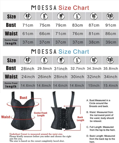 Vista 7 de Corsé gótico de jacquard con tirantes para el hombro para mujer