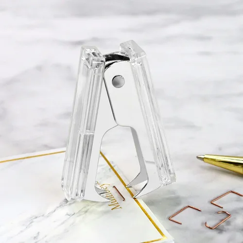 Vista 5 de Herramienta removedor de grapas acrílico transparente plata removedor Kawaii para oficina