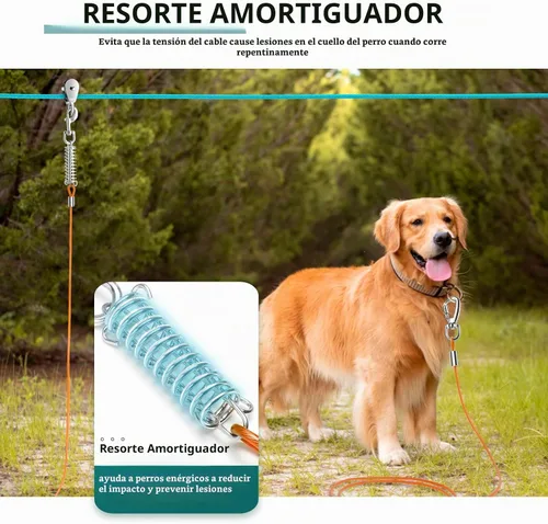 Vista 5 de Sistema de Trolley Profesional para Perros Corredores, Línea de Zip Resistente y Ajustable de 30 pies para Perros con Amarres de 10 y 15 pies