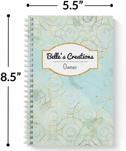 Vista 3 de Golden Waters Cuaderno personalizado con tapa blanda laminada, 120 páginas del papel seleccionado, coloque espiral plana de alambre. Tamaño: 5.5" x