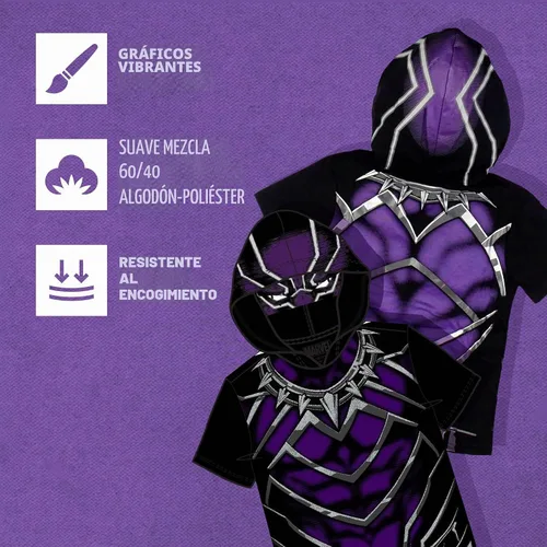 Vista 4 de Marvel Camiseta con capucha de los Vengadores para niños y niños pequeños Negro