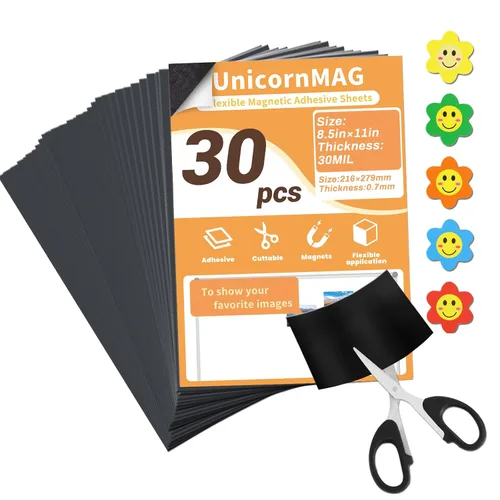 Vista 8 de Hojas magnéticas de 8.5 x 11 pulgadas, paquete de 10 hojas magnéticas flexibles con respaldo adhesivo para manualidades e imanes de fotos, adecuadas