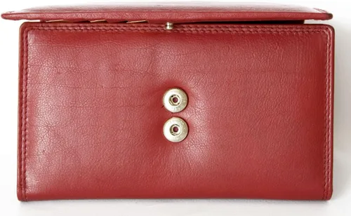 Vista 6 de Cartera de cuero genuino rojo oscuro Hmt con forro de tela, Rojo oscuro, Classic