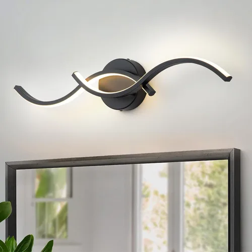 Vista 5 de EDISLIVE Lámpara LED negra de 24 pulgadas, aplique de pared moderno regulable de 15 W, accesorio lineal blanco cálido de 3000 K con pantalla de tira