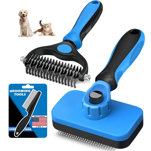 Vista 15 de Cepillo profesional de limpieza automática y rastrillo de aseo de mascotas y peine de pulgas para perros, gatos y caballos Peine de Negro