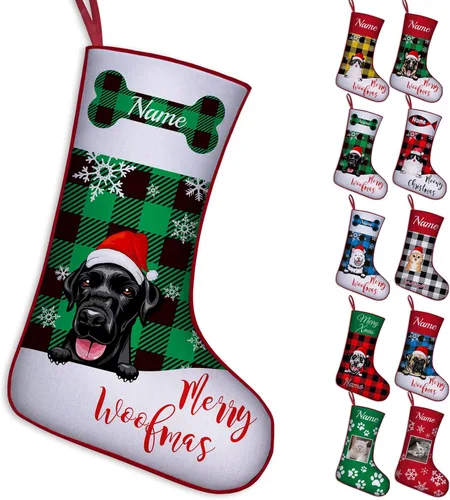 Vista 34 de Calcetines de Navidad personalizados para perros y gatos, 42 patrones de perros y mascotas, calcetines de Navidad personalizados con nombres, adorno