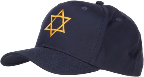 Vista 2 de e4Hats.com - Gorra de sarga de algodón bordado, diseño de estrella de David