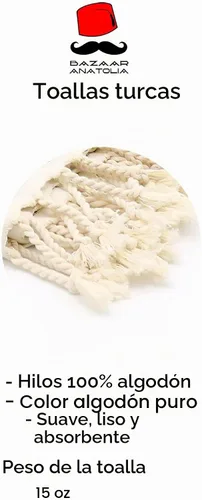 Vista 4 de Bazaar Anatolia - Toalla de baño turca, 100% algodón, 71 x 39 pulgadas, beige arpa Arpa beige