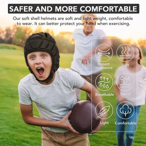 Vista 3 de Flag - Casco de fútbol juvenil de carcasa suave para fútbol 7v7, casco de carcasa suave para bandera de fútbol para niños y adultos, casco de rugby