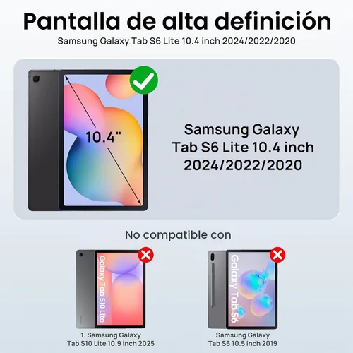 Vista 2 de Gerutek Funda para Samsung Galaxy Tab S6 Lite de 10.4 pulgadas 2024/2022/2020, funda protectora de cuerpo completo con protector de pantalla Negro