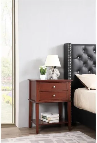 Vista 2 de Glory Furniture Mesita de noche Newton con 2 cajones en color cereza
