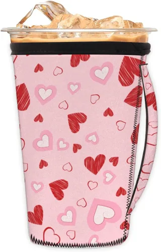 Vista 18 de Funda aislante reutilizable de neopreno con piel de camuflaje del ejército para bebidas, con asa, para la mayoría de cafés o bebidas heladas, 16-18