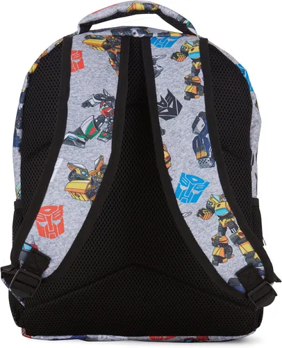Vista 2 de Transformers Optimus Prime Allover Mochila - Optimus, Prime, Megatron y Bumblebee - Bolsa escolar Transformers, Gris