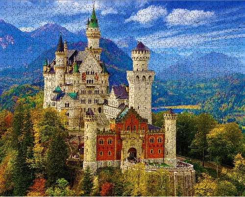 Vista 3 de White Mountain Puzzles Neuschwanstein Castle - Rompecabezas de 1000 piezas, 144 meses a 1188 meses