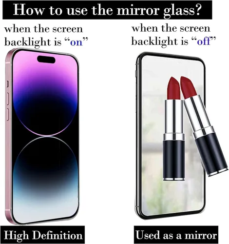 Vista 2 de [Paquete de 2] Protector de pantalla reflectante de espejo para iPhone 15 Pro Max, antiarañazos, antiburbujas