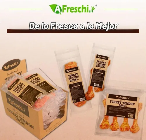 Vista 8 de A Freschi srl® Tendón de pavo totalmente natural para perros, hueso