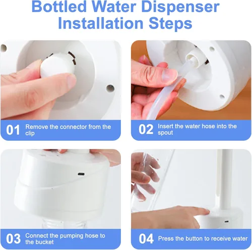 Vista 8 de Latedaux - Dispensador de botellas de agua eléctrica de escritorio de doble uso, de 5 galones, carga USB tipo C, bomba automática de botella de agua