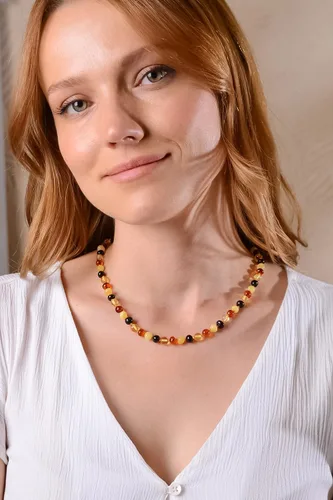 Vista 31 de Collar de ámbar para mujer con cierre de plata chapada en oro de 18 quilates, 19 pulgadas con extensor de 2 pulgadas, hecho a mano con cuentas