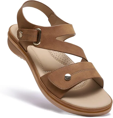 Vista 11 de Littleplum - Sandalias para mujer con soporte de arco - Sandalias planas cómodas para mujer, zapatos ortopédicos ajustables transpirables