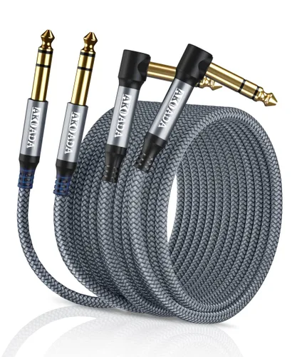 Vista 8 de AkoaDa Akoad - Cable de instrumento TRS de 1/4 de pulgada (paquete de 2 unidades, 10 pies, conector macho de 0.250 in), cable de interconexión