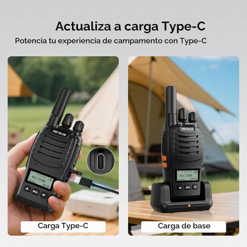 Vista 4 de Retevis Walkie Talkies de largo alcance H777D con pantalla LCD, radio FRS