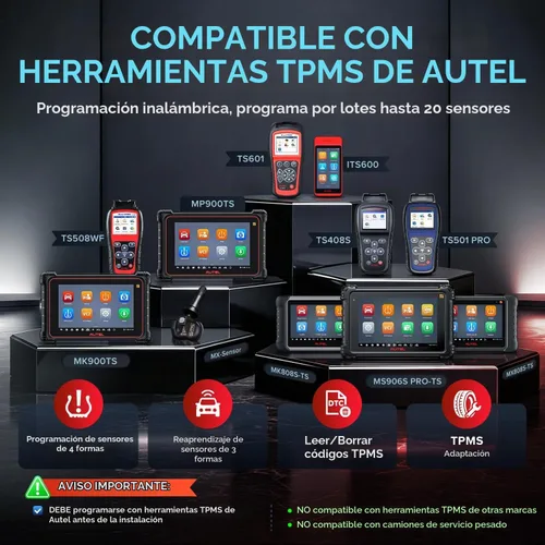 Vista 5 de Autel TPMS MX Sensor 315MHz 433MHz de doble frecuencia 1-Sensor, Sensores de neumáticos universales de calidad OEM, 100% programables con Autel